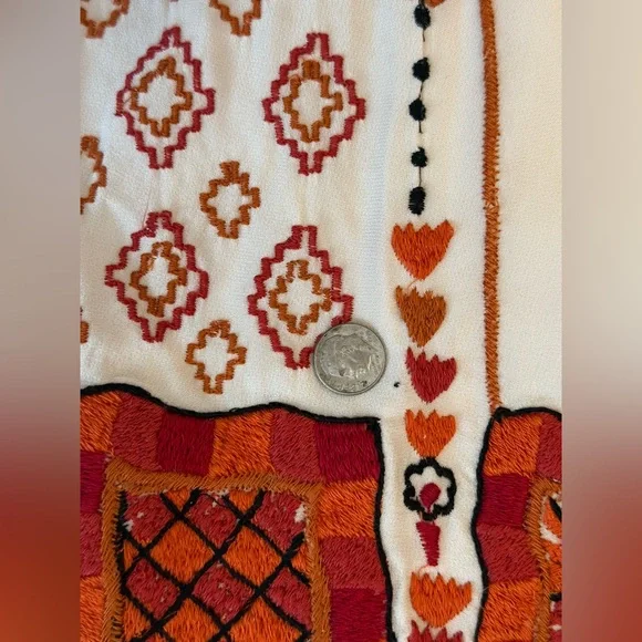 Antik Batik Cream Embroidered Mini Dress – Boho Festival Vibe - Picture 4 of 14